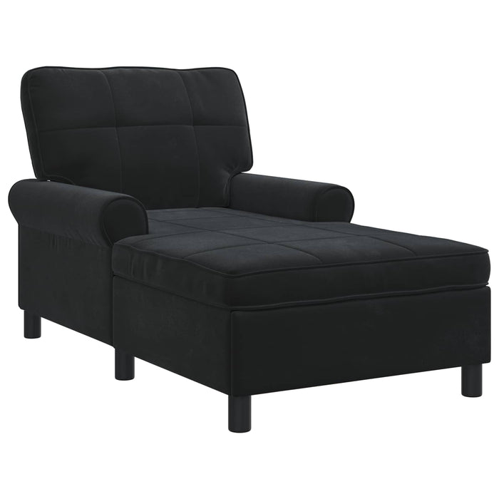 Lounge Chair With Cushion Black 91 X 157 X 91 Cm Velvet Axbxxkxi