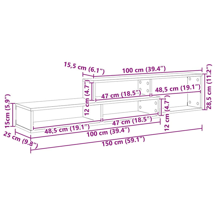 Walltvstand 150X25X28.5Cm Engineered Wood Nnknnp
