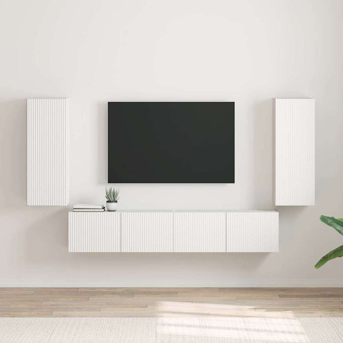 Tv Wall Cabinet 2 Pcs White 30 X 31 X 80 Cm Engineered Wood Nkxxkb