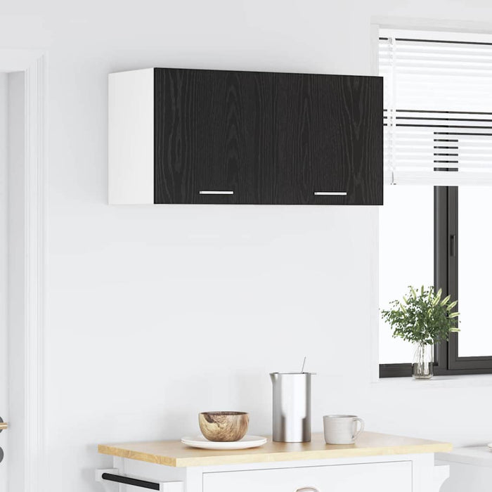 Hanging Cabinet Riga Black Oak And White 40 X 31 X 40 Cm Nnaotx
