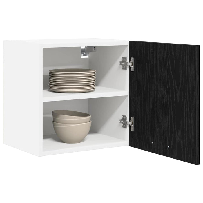 Hanging Cabinet Riga Black Oak And White 40 X 31 X 40 Cm Nnaotx