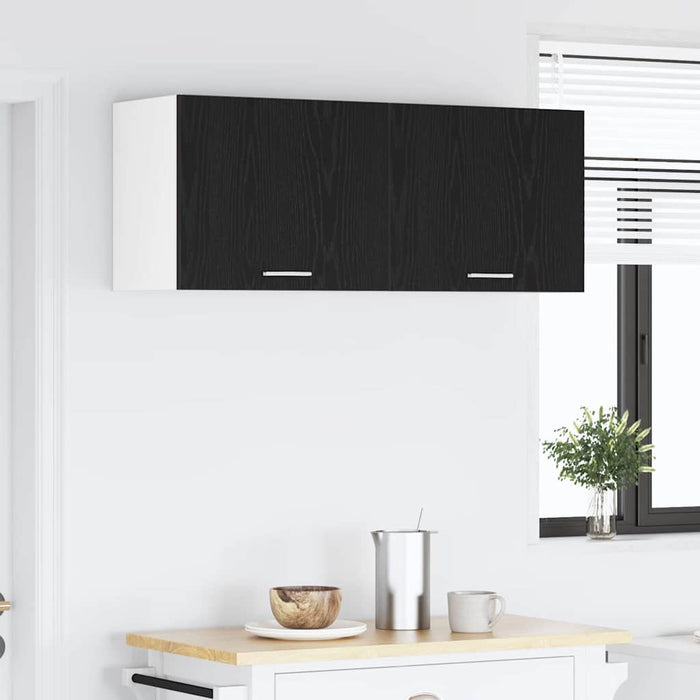 Hanging Cabinet Riga Black Oak And White 50 X 31 X 40 Cm Nnaoan