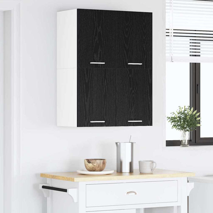 Hanging Cabinet Riga Black Oak And White 60 X 31 X 40 Cm Nnaola