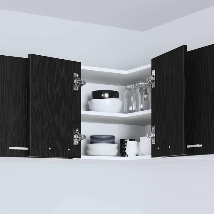 Hanging Cabinet Riga Black Oak And White 57 X 57 X 40 Cm Nnaoni