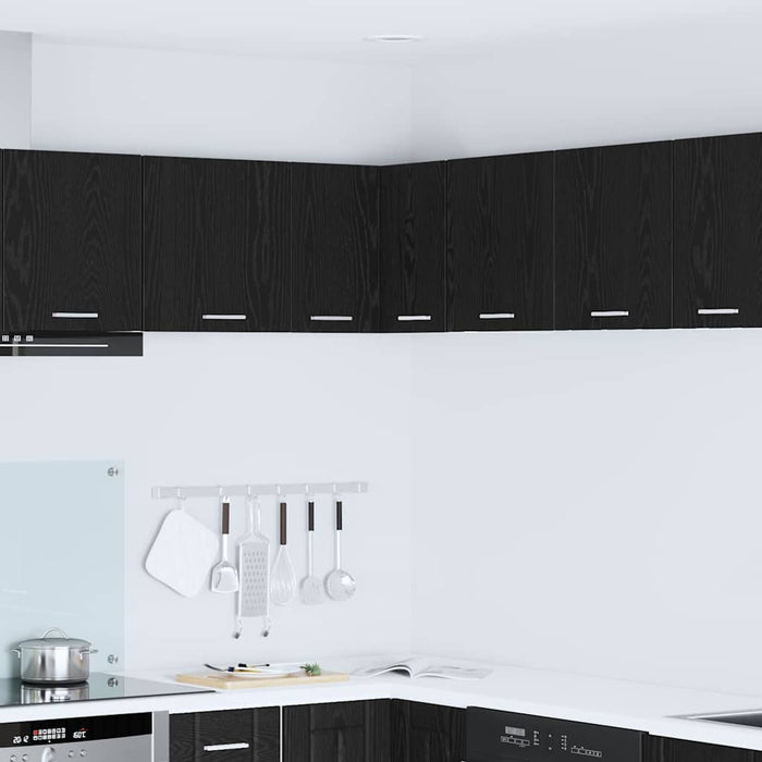 Hanging Cabinet Riga Black Oak And White 57 X 57 X 40 Cm Nnaoni