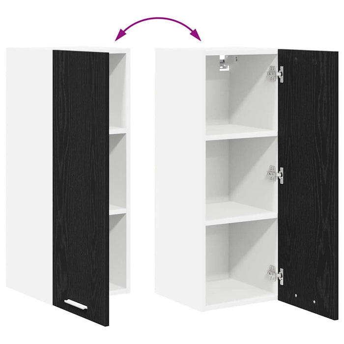 Hanging Cabinet Riga Black Oak And White 30 X 31 X 80 Cm Nnaxaa