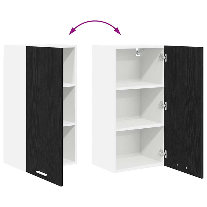 Hanging Cabinet Riga Black Oak And White 40 X 31 X 80 Cm Nnaxpk