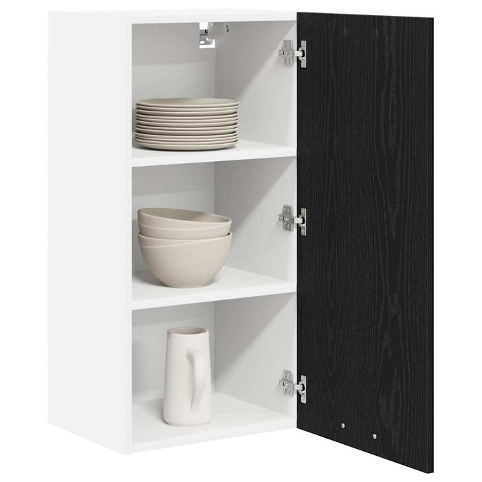 Hanging Cabinet Riga Black Oak And White 40 X 31 X 80 Cm Nnaxpk