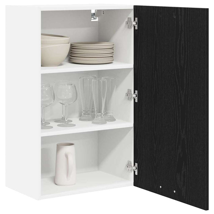 Hanging Cabinet Riga Black Oak And White 50 X 31 X 80 Cm Nnaxli
