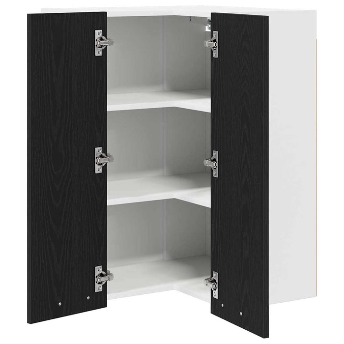 Hanging Cabinet Riga Black Oak And White 57 X 57 X 80 Cm Nnaxko