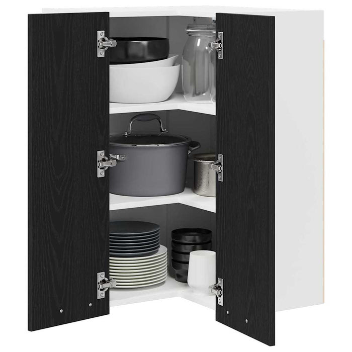 Hanging Cabinet Riga Black Oak And White 57 X 57 X 80 Cm Nnaxko