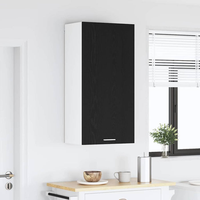 Hanging Cabinet Riga Black Oak And White 50 X 31 X 100 Cm Nnatai