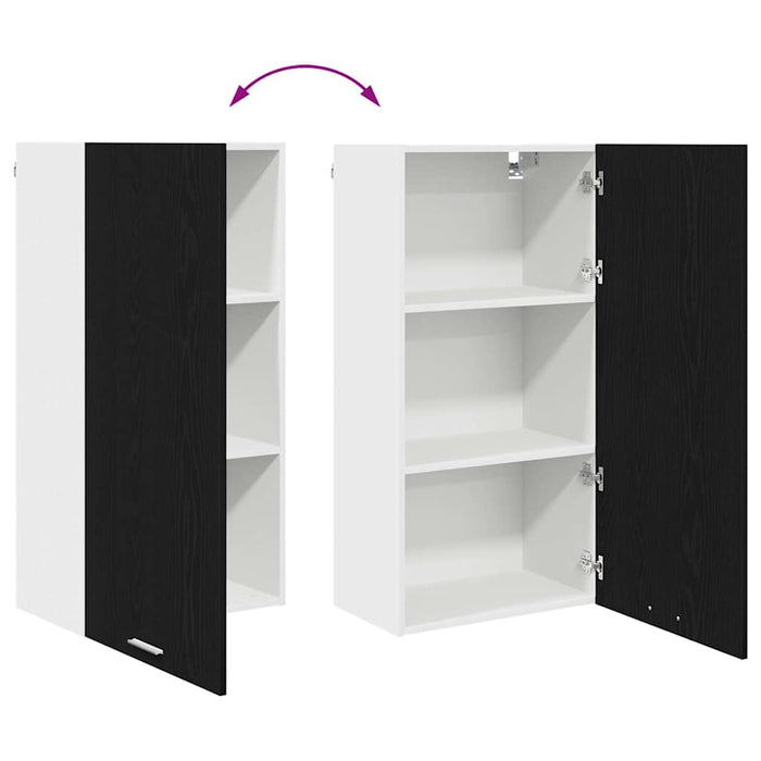 Hanging Cabinet Riga Black Oak And White 50 X 31 X 100 Cm Nnatai