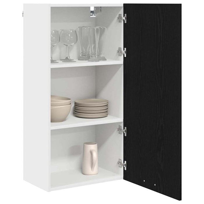 Hanging Cabinet Riga Black Oak And White 50 X 31 X 100 Cm Nnatai