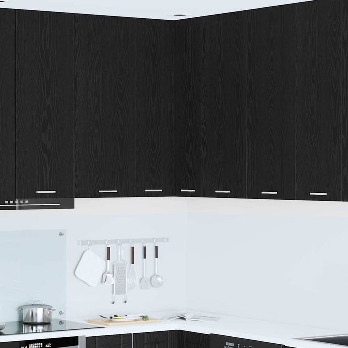 Hanging Cabinet Riga Black Oak And White 57 X 57 X 100 Cm Nnatio