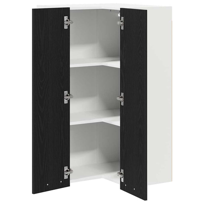 Hanging Cabinet Riga Black Oak And White 57 X 57 X 100 Cm Nnatio