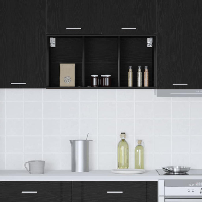 Hanging Cabinet With Shelf Riga Black Oak 40 X 29.5 X 80 Cm Nnaaat
