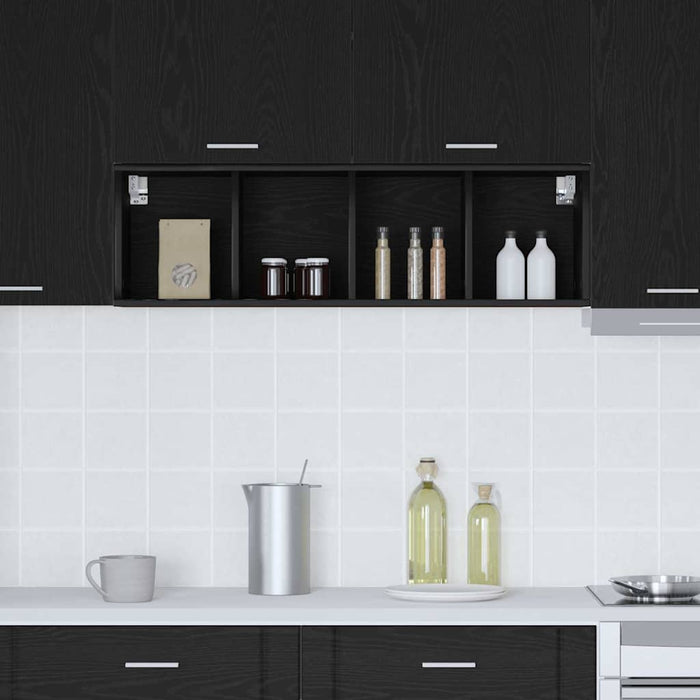Hanging Cabinet With Shelf Riga Black Oak 30 X 29.5 X 100 Cm Nnaapk