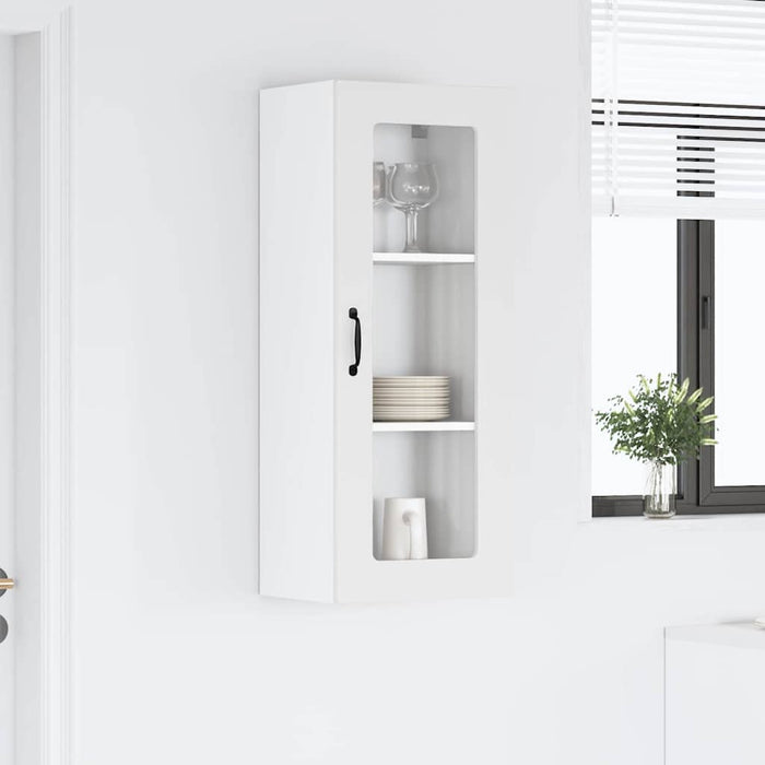 Kitchen Wall Cabinet Glossy Look White 40 X 31 X 100 Cm Nnaian