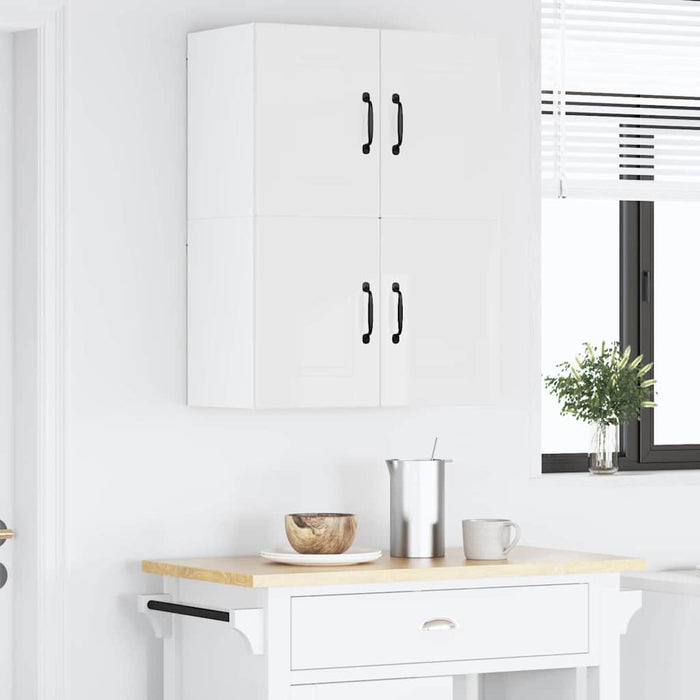 Kitchen Wall Cabinet 2 Pcs Glossy Look White 60 X 31 X 40 Cm Nnpxia