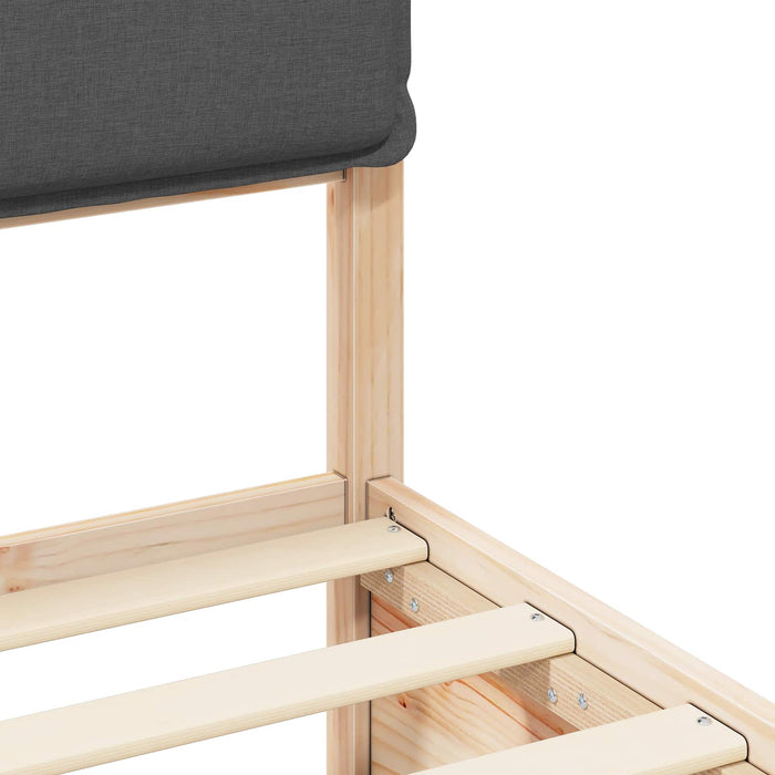 Queen Size Bed Frame With Upholstered Headboard Dark Grey 150 X 200 Cm Ttknoxb