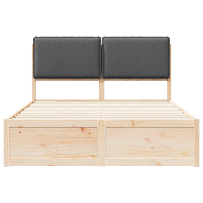 Queen Size Bed Frame With Upholstered Headboard Dark Grey 150 X 200 Cm Ttknoxb