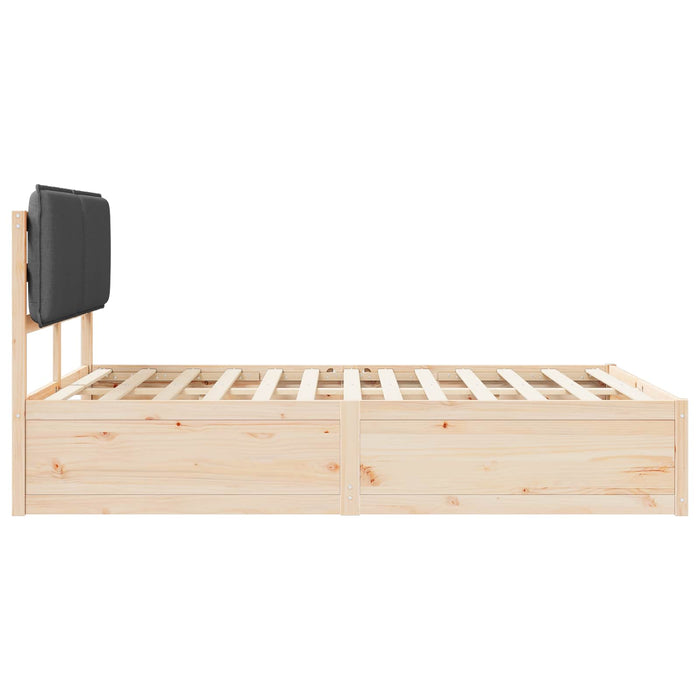 Queen Size Bed Frame With Upholstered Headboard Dark Grey 150 X 200 Cm Ttknoxb