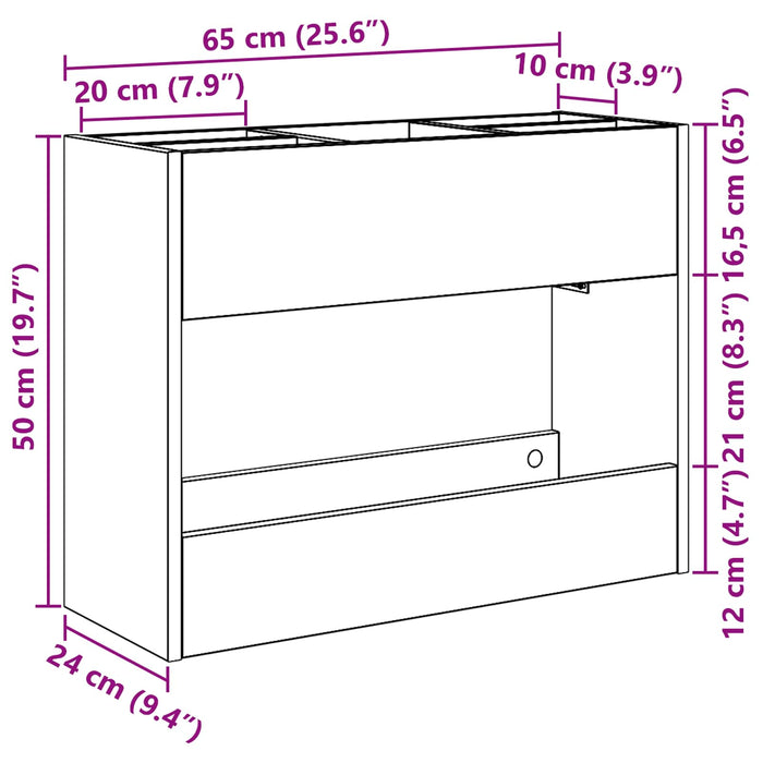 Umbrella Stand White 65 X 24 X 50 Cm Engineered Wood Nkkaxt