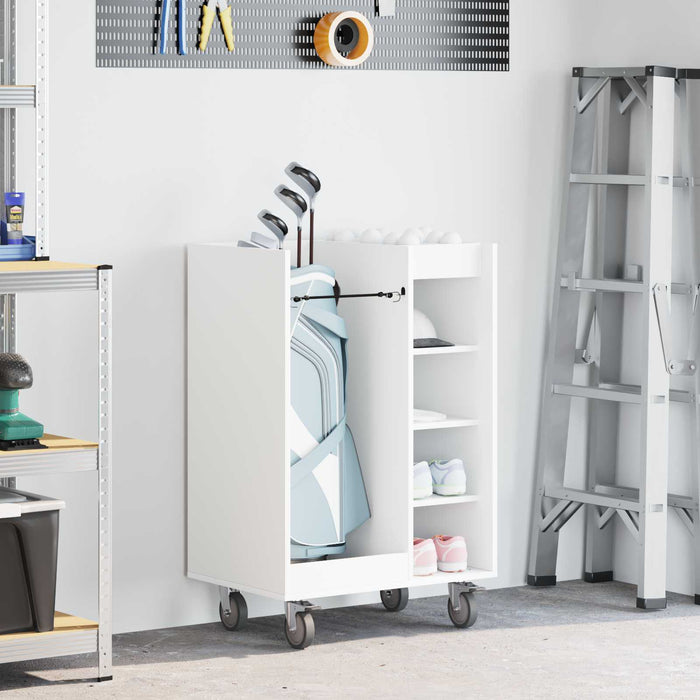 Golf Cabinet With Wheel Plain White 65 X 45 X 98 Cm Nkkaai