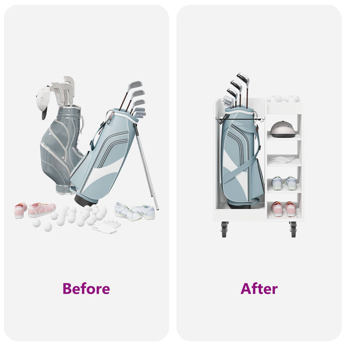 Golf Cabinet With Wheel Plain White 65 X 45 X 98 Cm Nkkaai