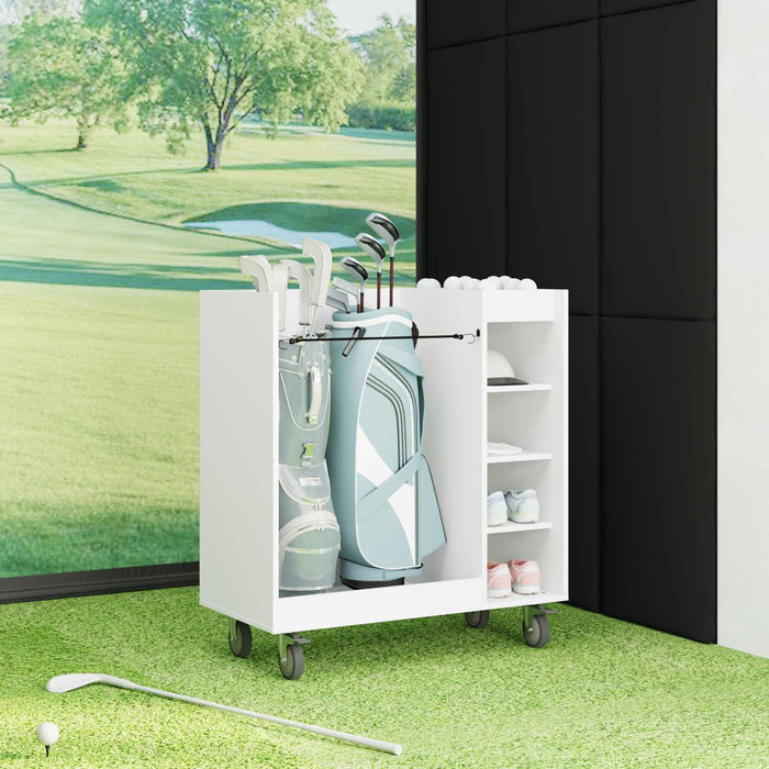 Golf Cabinet With Wheel Plain White 90 X 45 X 98 Cm Nkkalt