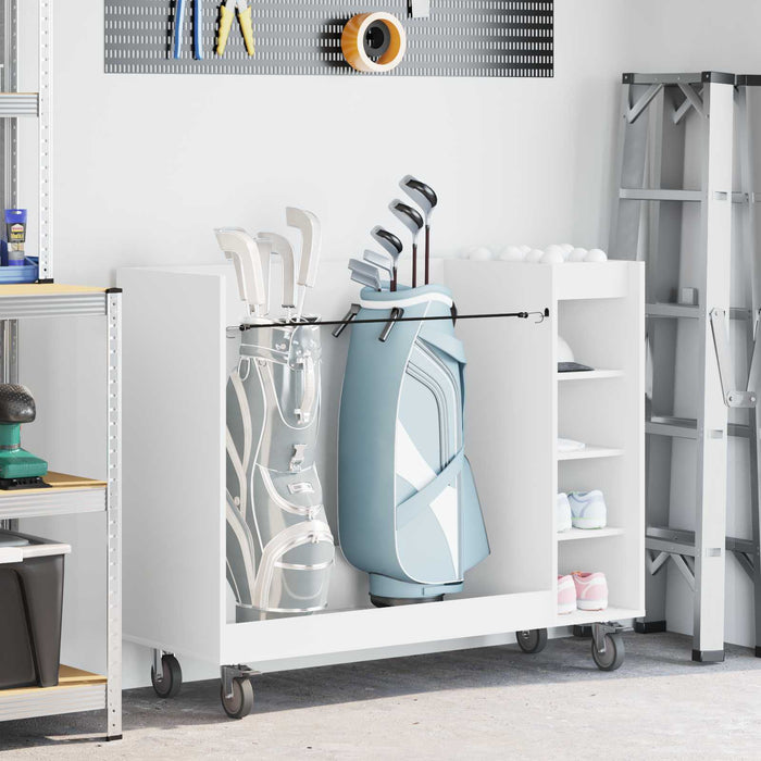 Golf Cabinet With Wheel Plain White 120 X 45 X 98 Cm Nkkaio