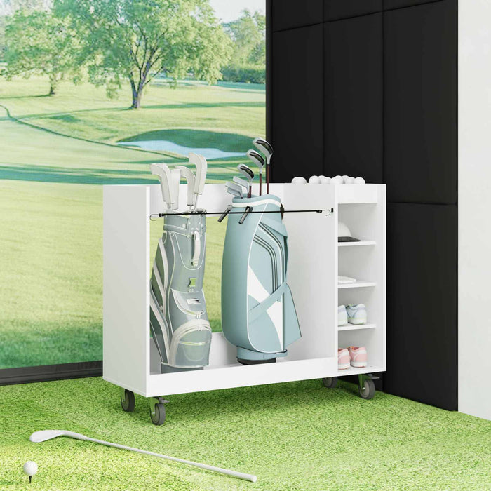 Golf Cabinet With Wheel Plain White 120 X 45 X 98 Cm Nkkaio
