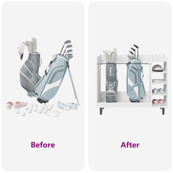 Golf Cabinet With Wheel Plain White 120 X 45 X 98 Cm Nkkaio