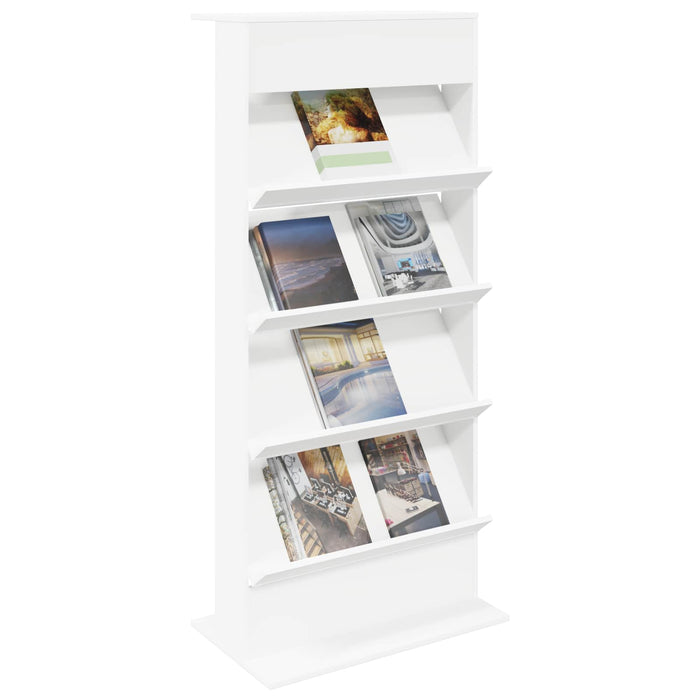 Magazine Rack With Shelf White 70 X 41 X 156 Cm Engineered Wood Nkkpok