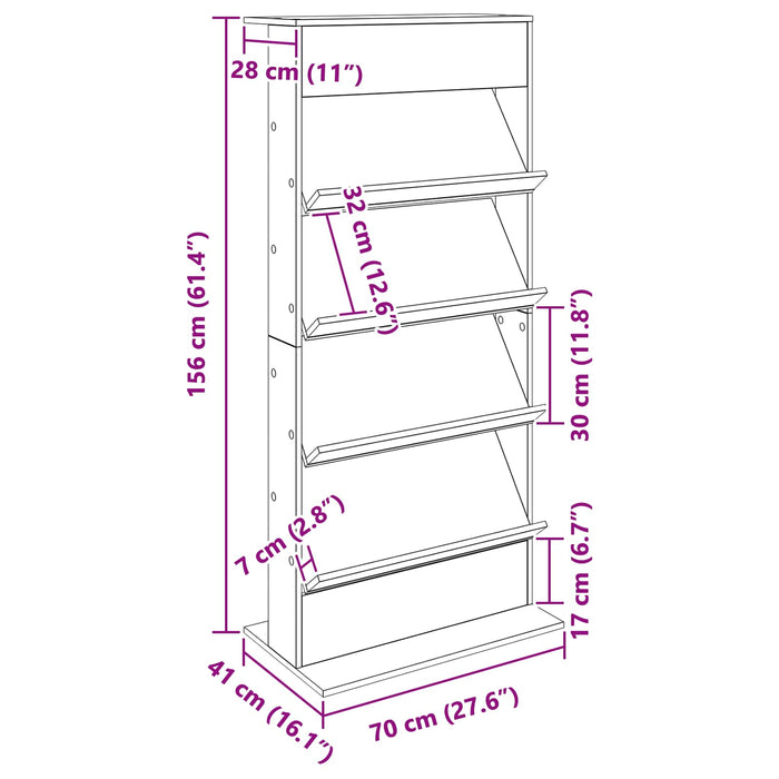 Magazine Rack With Shelf White 70 X 41 X 156 Cm Engineered Wood Nkkpok