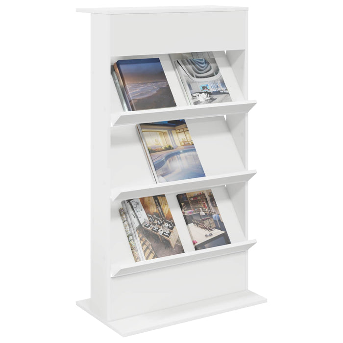 Magazine Rack With Shelf White 70 X 41 X 126 Cm Engineered Wood Nkkpxi