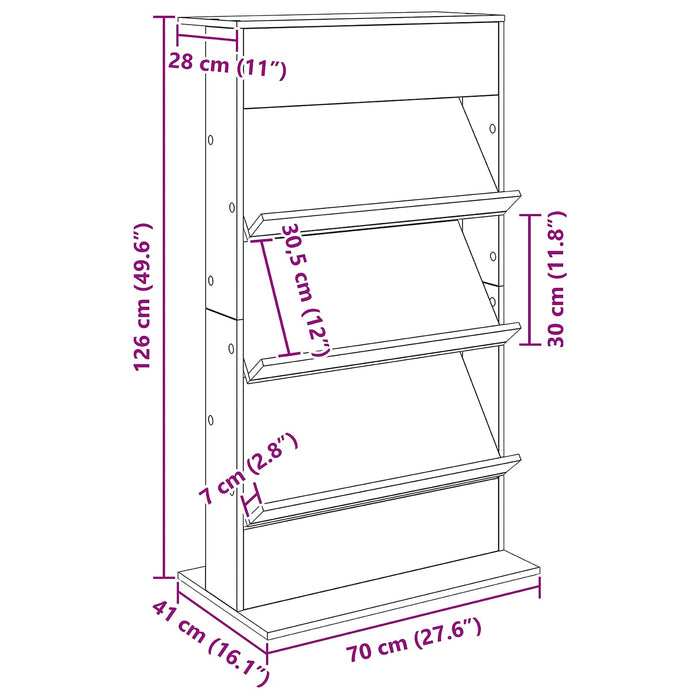Magazine Rack With Shelf White 70 X 41 X 126 Cm Engineered Wood Nkkpxi