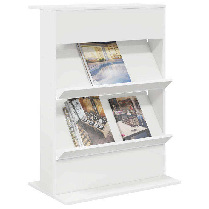 Magazine Rack With Shelf White 70 X 41 X 96 Cm Engineered Wood Nkkptp