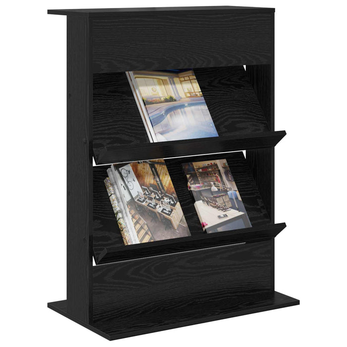Magazine Rack Black Oak 70 X 41 X 96 Cm Engineered Wood Nkkptl