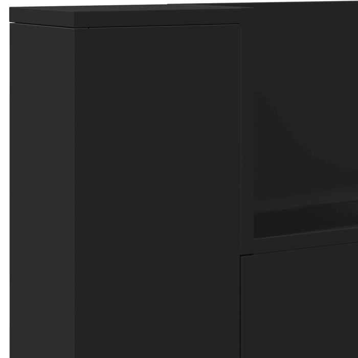 Double Size Headboard Black 140 X 16.5 X 103.5 Cm Engineered Wood Taonlio