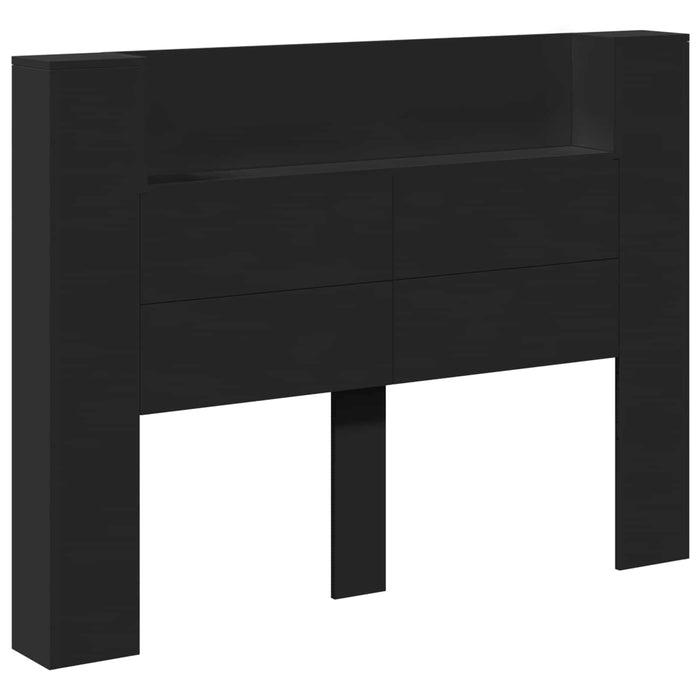 Double Size Headboard Black 140 X 16.5 X 103.5 Cm Engineered Wood Taonlio