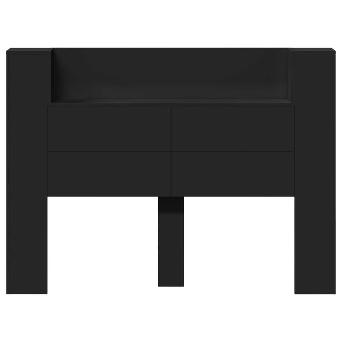 Double Size Headboard Black 140 X 16.5 X 103.5 Cm Engineered Wood Taonlio