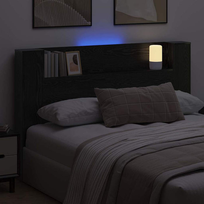 Queen Size Headboard Black Oak 160 X 17 X 104.5 Cm Engineered Wood Taonlnb