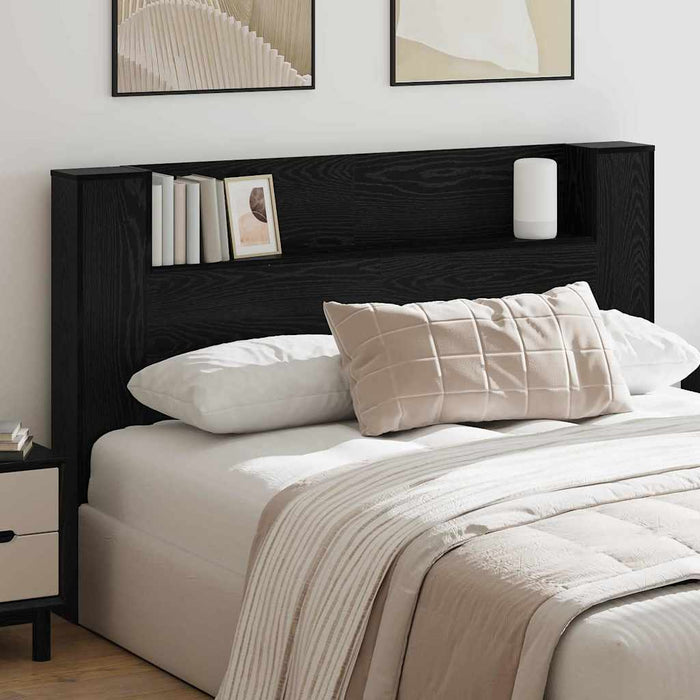 Queen Size Headboard Black Oak 160 X 17 X 104.5 Cm Engineered Wood Taonlnb