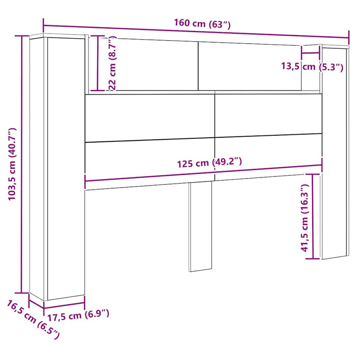 Queen Size Headboard Black Oak 160 X 17 X 104.5 Cm Engineered Wood Taonlnb
