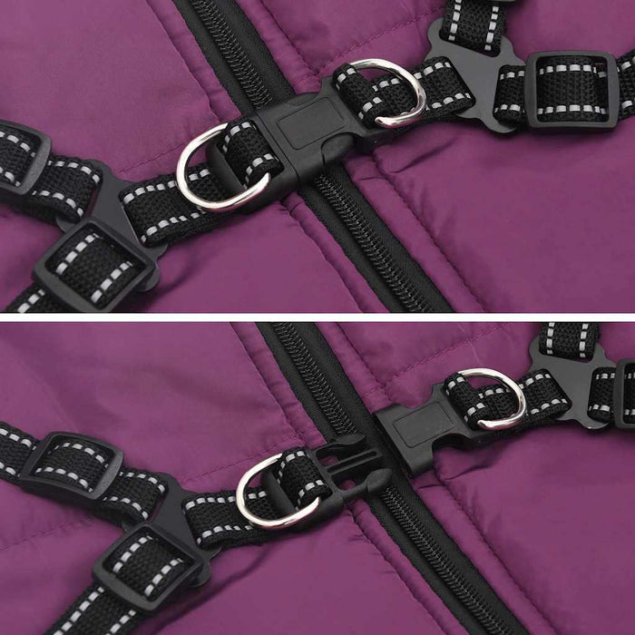 Dog Coat With Harness Purple 3Xl Fleece And Polyester Taxxpxp