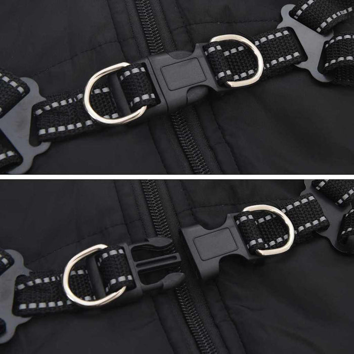 Dog Coat With Harness Black M Fleece And Polyester Taxxptb