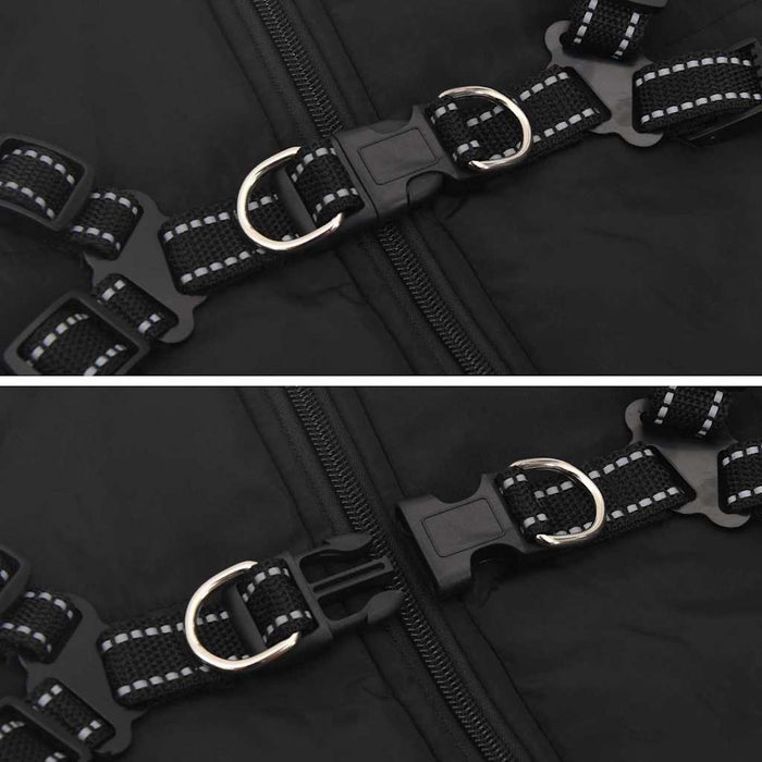 Dog Coat With Harness Black 3Xl Fleece And Polyester Taxxpta