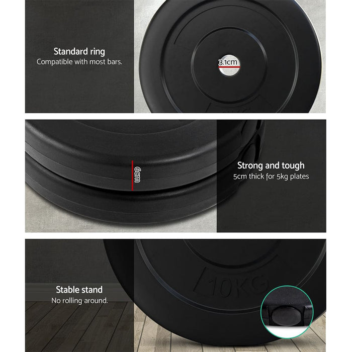 88kg Barbell Weight Set Plates Bar Bench Press Fitness